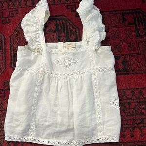 Sezane top with ruffle sleeves